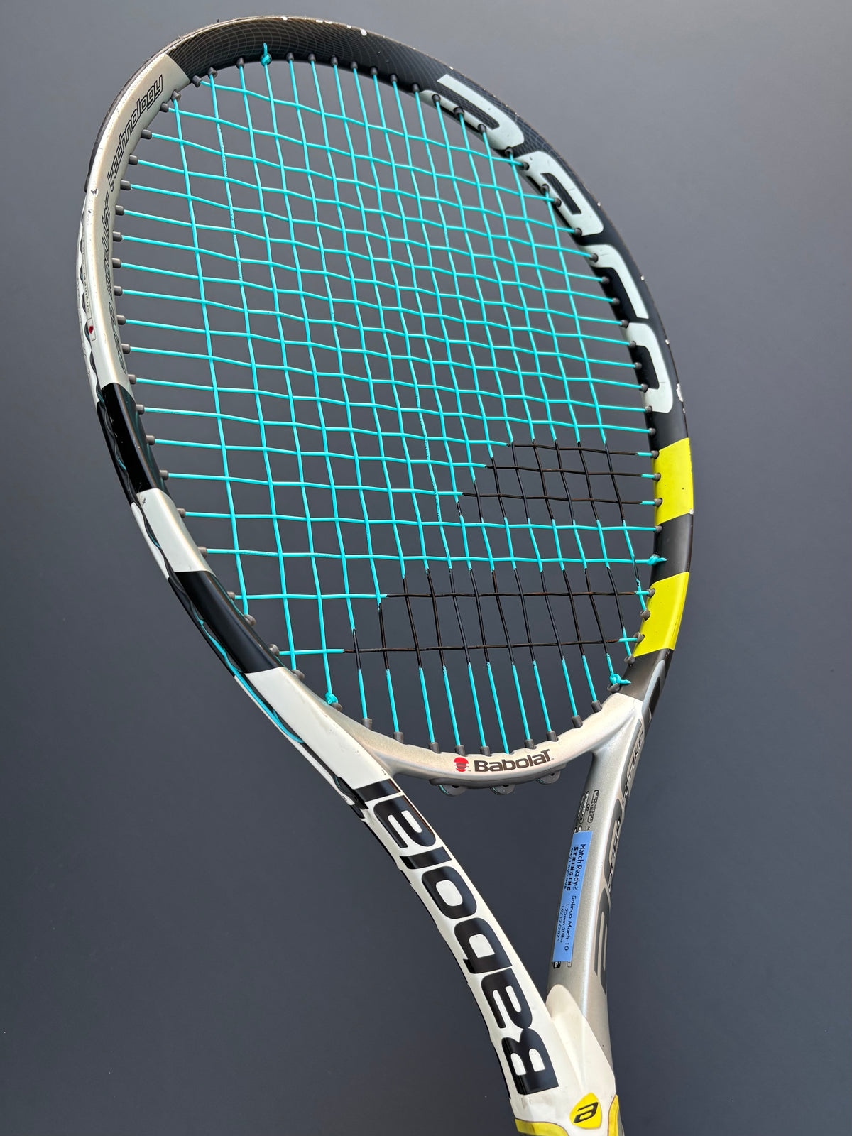 Freshly restrung tennis racquet