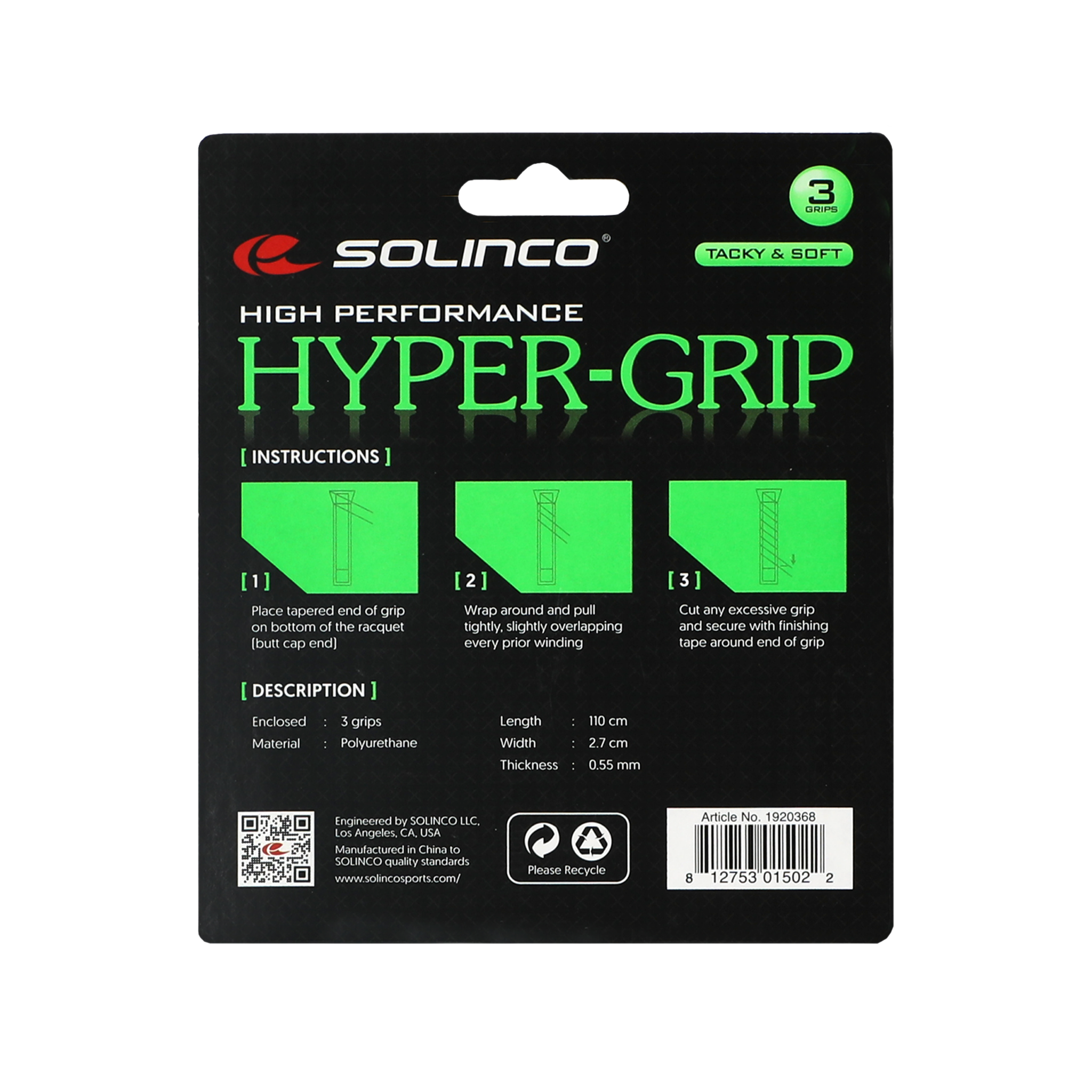Solinco Hyper-Grip Overgrip 3 Pack